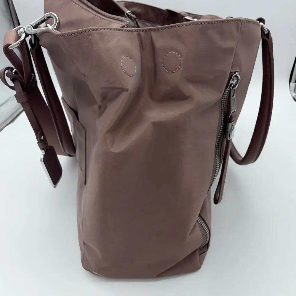 TUMI Voyageur Valetta Large Tote Bag Light Mauve Pink Nylon Laptop Travel